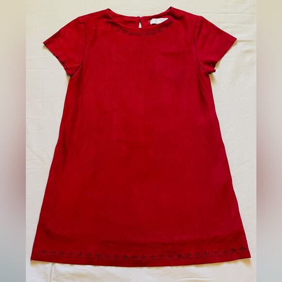 Zara Girls Rust Suede Short Sleeved Dress Size 9/10 - Picture 1 of 6